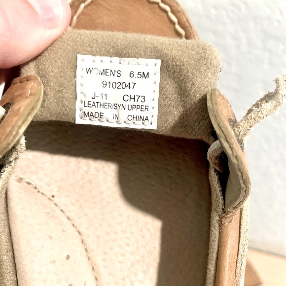 Sperry Angelfish Top Sider Tan Leather Slip On Boat Shoes Women's Size 6.5 - Picture 7 of 8